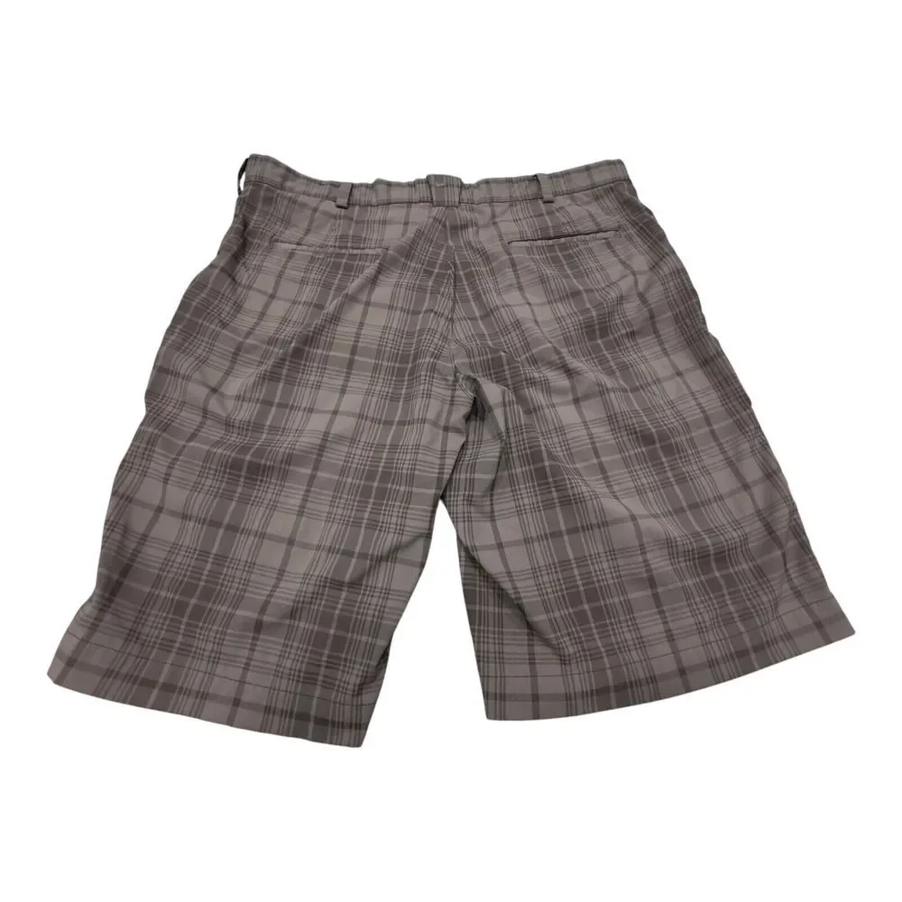 Nike Golf Tour Performance Dri-Fit Men's 38 Black‎ Gray Plaid Shorts Stretch